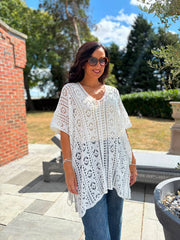 White Open Knit Cover Up Elsie