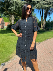 Black Mesh Lace Panel Dress Vivian