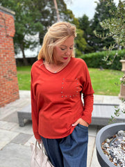 Rust Stud Pocket Top Serena