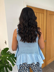 Blue Net Floral Vest Top Daphne