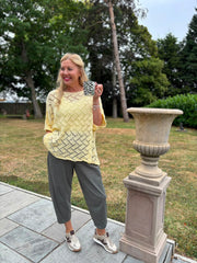 Lemon Abstract Pattern Knit Tori