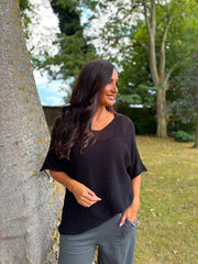 Black Reverse Seam Knit Georgina