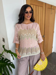 Pink Chevron Detail Knit Masie