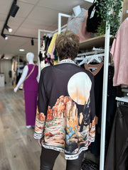 Black Desert Print Blazer Jacket Lexi