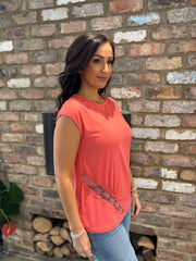 Coral Lace Detail Top Amanda