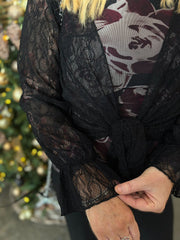 Black Lace Tie Front Shrug Rachel
