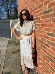 Gold Embroidered Shirt Dress Aspen
