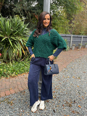 Forest Green Cosy Diamond Knit Sofia