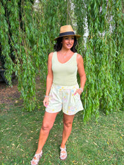 Lemon Floral Print Shorts