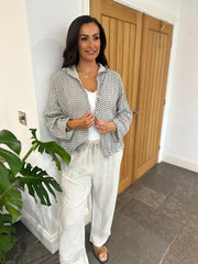 Stone Bubble Cotton Checked Jacket Niamh