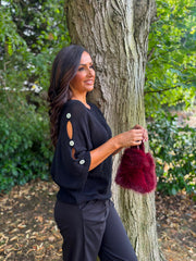 Black Button Sleeve Knit Augustine