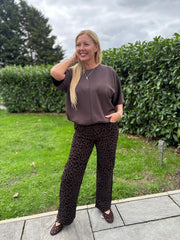 Chocolate Drawstring Hem Top Judy