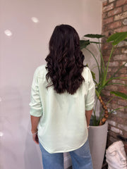 Mint Collared Flower Sweatshirt Angel