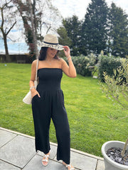 Black Bubble Cotton Bandeau Jumpsuit