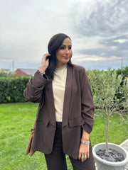 Chocolate Pinstripe Take You Anywhere Jacket