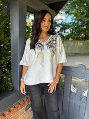 Winter White Gold Angel Wings Knit Florence