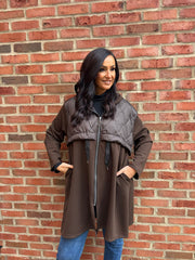 Chocolate Half Quilted Sweat Jacket Lois