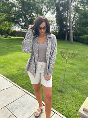 Mocha Paisley Bubble Cotton Shirt Alina