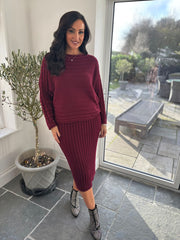 Wine Cable Detail Ribbed Two Piece