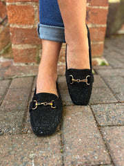 Black Diamante Chain Loafer