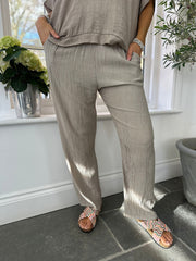 Mocha Textured Lightweight Trousers Kaylee