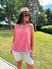 Rose Floral Mesh Bubble Cotton Top Robin