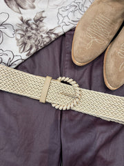 Stone Weave Gold Buckle Belt