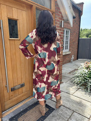 Wine Watercolour Shimmer Dress Freya