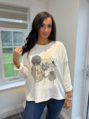 Antique Cream Floral Sweatshirt Odette