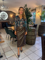 Teal Mixed Print Twist Front Top Bronte