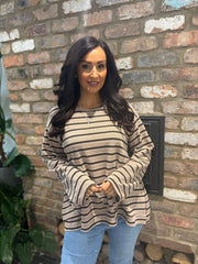 Mocha Striped Knit Top Danielle