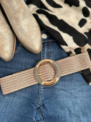 Champagne Buckle Weave Belt
