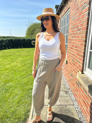 Mocha Bubble Cotton Trouser Set Jasmine