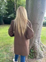 Chocolate Boucle Stripe Detail Coat Mia