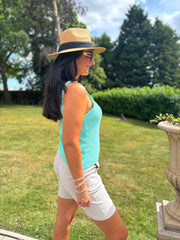 Aqua Gold Heart Knit Vest Matilda