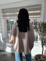 Champagne Satin Style Pussy Bow Blouse Tina