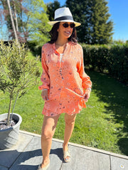 Peach Paisley Bubble Cotton Skort Set Isobel