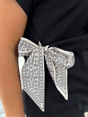 Black Soft Drape Bow Top Joanie