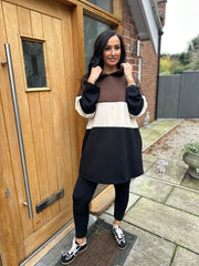 Chocolate Block Stripe Sweat Dress Eva