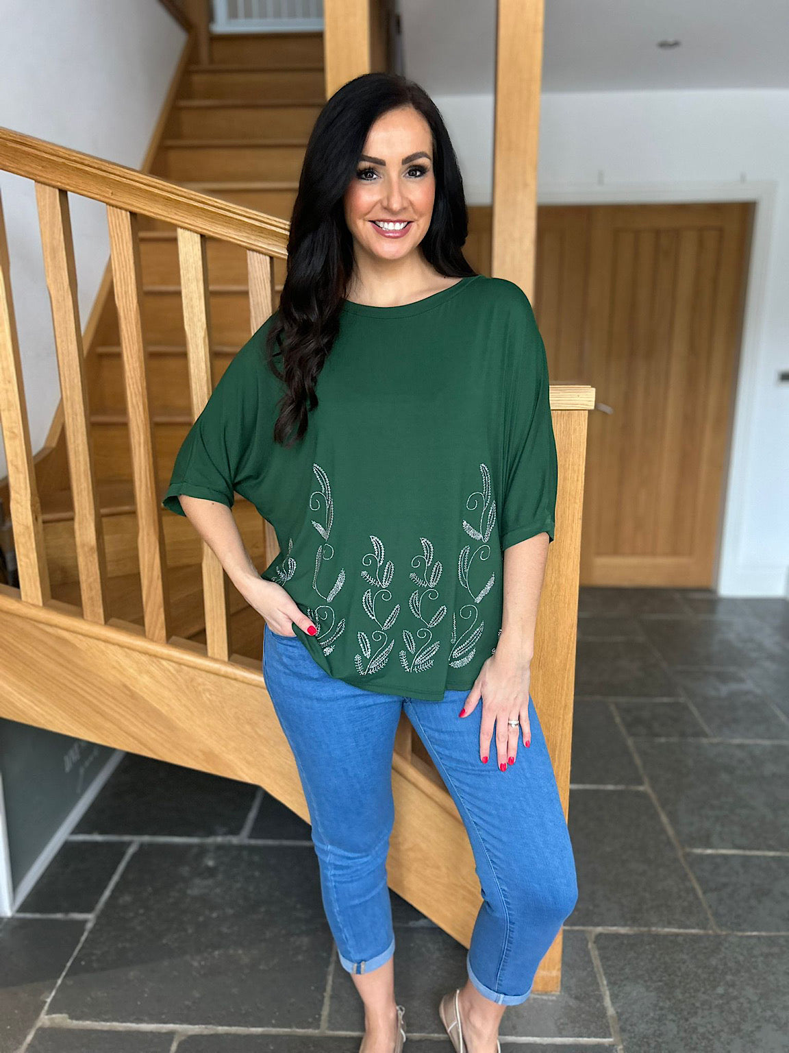 green batwing top
