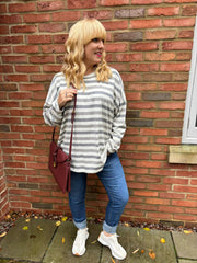 Grey Stripe Long Sleeve Top Yasmin
