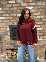 Wine Blanket Stitch Two Piece Knit Leanne