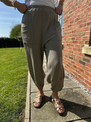 Mocha Bubble Cotton Trouser Set Jasmine