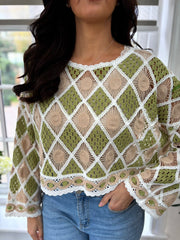 Green Diamond Crochet Knit Zuri
