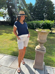 Navy Block Colour Border Knit Gina