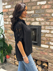 Black Lace Pattern Blouse Angela