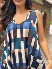 Navy Block Print Vest Isabella