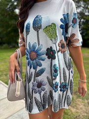 White Wildflower Knit Dress Delilah