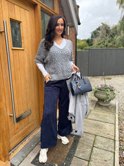 Grey Cosy Diamond Knit Sofia
