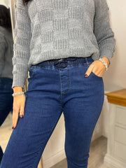 Denim Pull on Slim Leg Drawstring Jeans